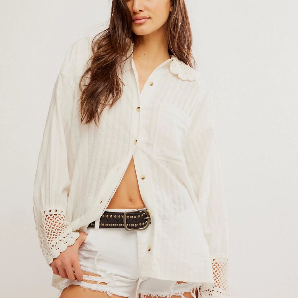 Free People We the the Free Rhiannon Crochet Shirt